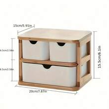 桌上化妝品收納盒,口紅/面膜/眉刷/眼影收納盒,竹纖維材質,裝飾性桌面物品,文具/筆收納盒,家庭/學校/辦公室用品,家居裝飾 - 杏色 - 查看 3