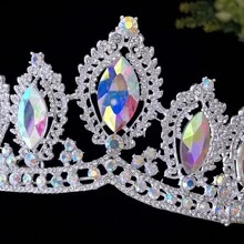 豪華的合金和鑽石新娘皇冠頭飾,適合婚禮、旅行、舞台表演或相片道具 - 銀彩色 - 查看 5