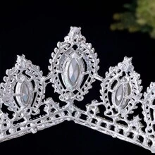 豪華的合金和鑽石新娘皇冠頭飾,適合婚禮、旅行、舞台表演或相片道具 - 銀彩色 - 查看 10