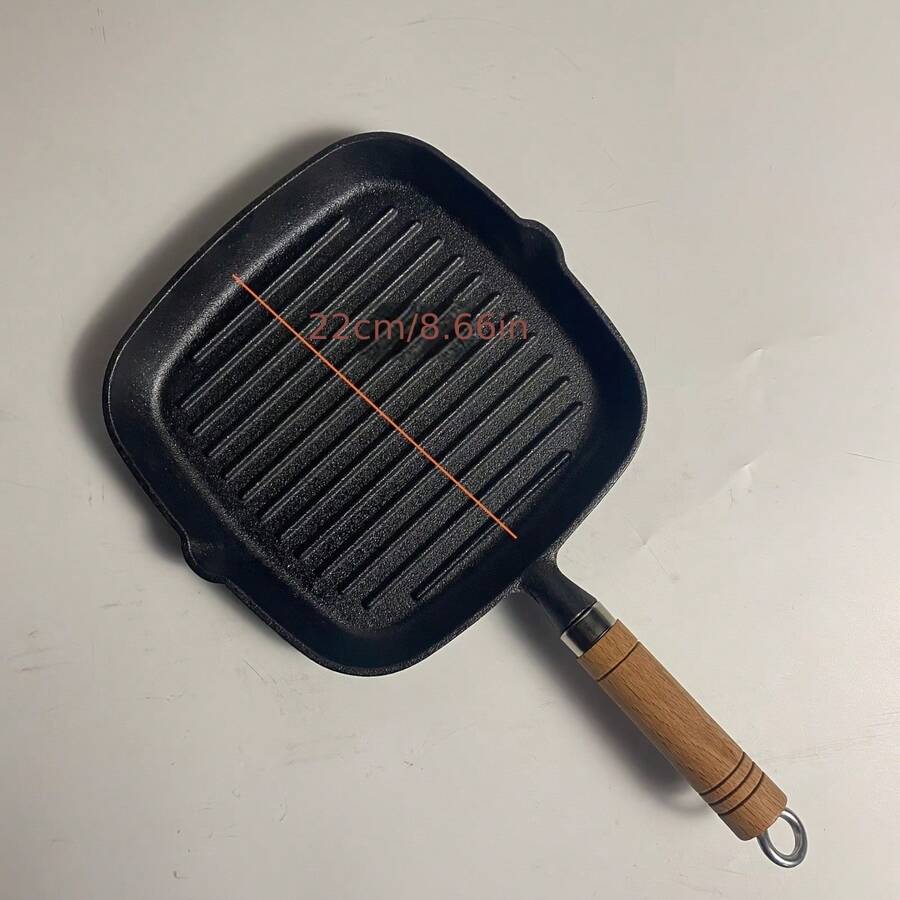 Chef Series Cast Iron Striped Frying Pan, NonStick Coating, Suitable