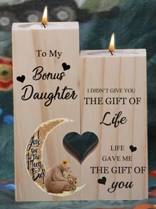 1入木製燭台,作為領養女兒的母親送禮,非常適合房間裝飾,攝影道具,約會氛圍裝飾,咖啡桌/客廳裝飾,婚禮/生日派對裝飾（不含蠟燭） - 彩色 - 查看 3