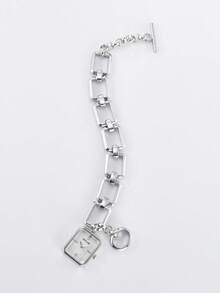 1 件女士时尚石英表，配有可调节钢带，适合送给女性朋友、生日、周年纪念日、圣诞节的礼物 - 内盒颜色随机 - 銀色 - 查看 2