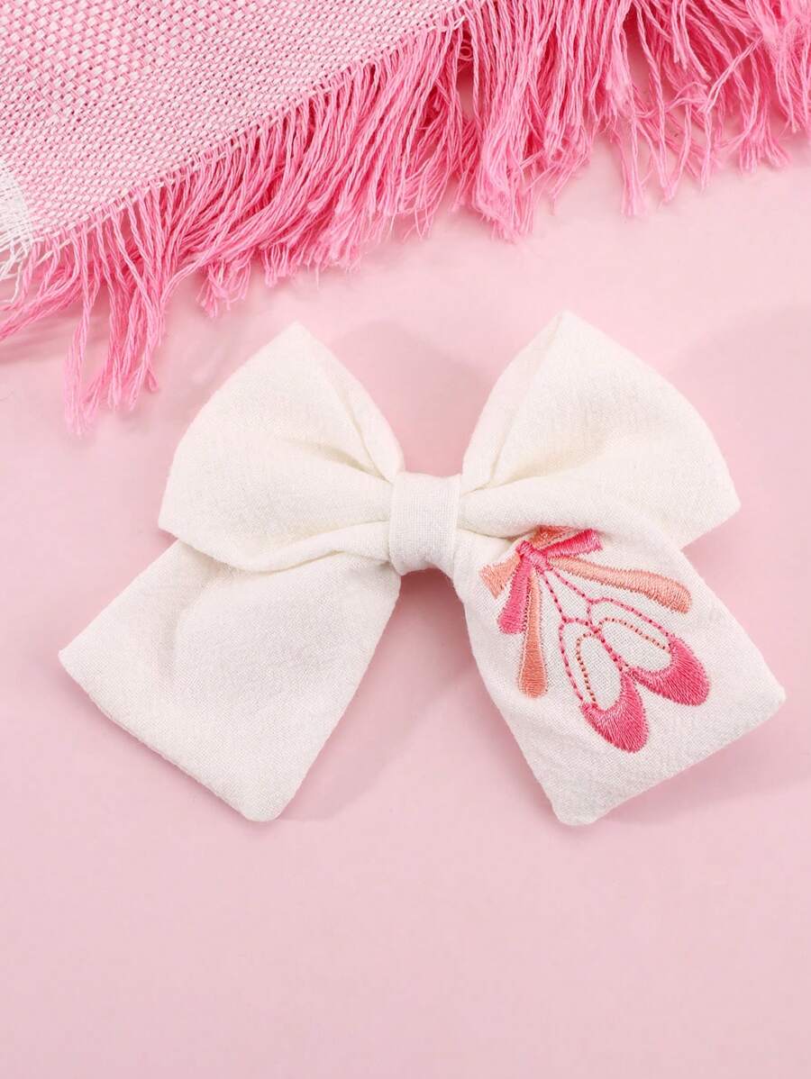1 Stück Weißes Ballettschuhe Bestickter Haarspange Mit Schleife Für Mädchen