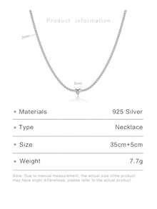 1pc Deluxe High-End 925 Sterling Silver Heart & Zirconia Pendant Necklace For Women, Valentine's Day Gift - Green - View 9