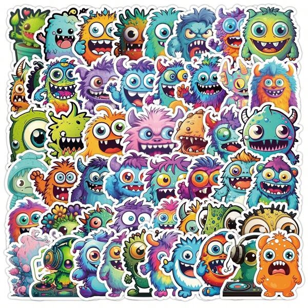 50 Peças Adesivos Fofos de Monstro Grafite, Suprimentos Escolares, De Volta às Aulas