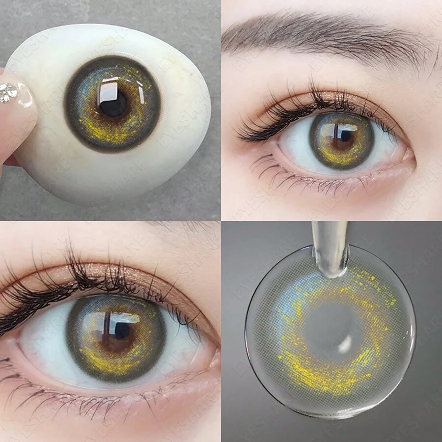 1 Pair Shinning Color Contact Lens For Eyes Beauty Makeup Cosmetic Lenses Yearly Disposable 14.5mm - Blue - View 1