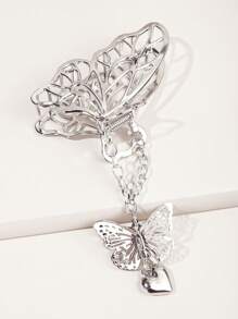 1入組金屬空心蝴蝶形鉗子，3D蝴蝶及發帶鉗，適用於髮捲、馬尾和半盤髮型 - 8CM - 查看 8