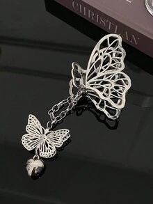 1入組金屬空心蝴蝶形鉗子，3D蝴蝶及發帶鉗，適用於髮捲、馬尾和半盤髮型 - 8CM - 查看 4