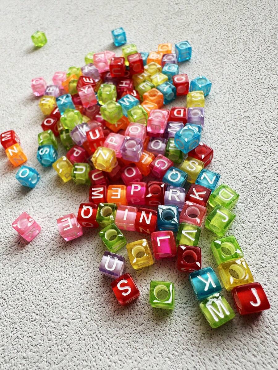 200pcs/Set Fashionable Random Acrylic Letter Beaded Women's Diy Jewelry Accessories - Transparent Letters - View 1