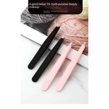 [Tube Packaging] Stainless Steel Light Pink Eyebrow Tweezers Set For Eyebrow & Facial Hair Plucking, With High Precision Straight And Slant Tips, Portable And Ideal For Home Use, Tools For Men