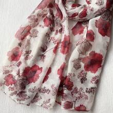 1pc Balinese Batik Printed Long Scarf With Floral Print Elegant Winter Fall Valentine's Day - Multicolor - View 6