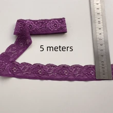 全新5米柔軟彈性蕾絲邊,空心設計,寬度2.5厘米,紫色,適用於diy服裝、裙子、內衣裝飾 - 紫色 - 查看 2