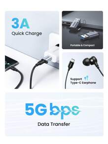 UGREEN Type C Adapter USB A 3.0 Male To USB 3.1 Type C Female Connector Type-C Adapter - Grey - View 2