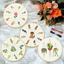 4pcs/Set Animal Embroidery Kit Suitable For Beginners' Diy Includes Printed Embroidery Cloth, Hoop, Thread, Needle And Instructions - Multicolor - View 3