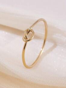 ESBERRY 1入組Love打結圓環女士們首飾類適合女士S925純銀簡約風素色圓環精細的首飾類適合女孩日常生活裝飾適用於情侶約會禮物