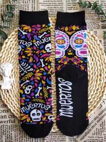 1/2 Paia Di Calzini Ciurici Dall'design Asimmetrico, Calzini Alla Moda E Curiosi Per Uso Quotidiano E Da Festa - nero - Visualizzare 4