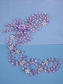 1個女性浪漫紫色水晶頭帶,彩色鑽石,高貴婚禮閃亮髮飾 - 紫色 - 查看 3