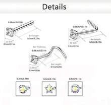 9pcs/Set Stainless Steel Ear Studs, Earrings, Nose Pins (Hoop, Bone Stud, L, Screw) For Body Piercing - White - View 3
