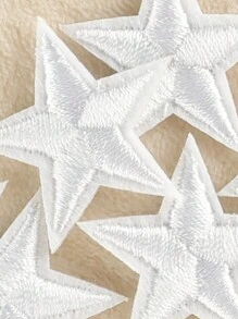 1set/10pcs Embroidered Star Iron On Patches For Clothing, Hat, Diy Accessories - White - View 3
