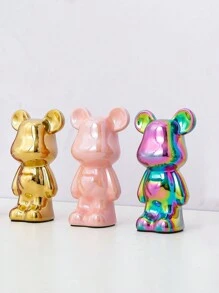 1只銀色陶瓷豪華熊餅雕像,高端客廳軟裝飾品,電視櫃、酒櫃,可愛卡通熊玩具 - 一隻銀色小熊 - 查看 2