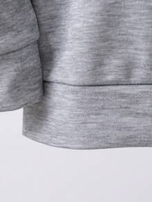 Boys' Cartoon Game Controller Printed Sports Hooded Sweatshirt And Pants Set, 2pcs - Grey - View 5