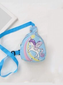兒童尼龍卡通胸包,可愛的獨角獸輕盈錢包,多功能攜帶式休閒信使包幼兒園學生小餐包戶外旅行用糖果收納包兒童禮物,肩帶可調節,適用於學生男孩和女孩假期旅行使用,旅行配件藍色 - 藍色 - 查看 5