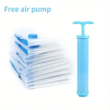 5pcs 60*80cm Vacuum Storage Bags With 1pc Hand Pump, Space Saver Sealer Bags With Travel Hand Pump, Airtight Compression Bags For Clothes, Pillows, Comforters, Blankets, Bedding - Clear - View 1