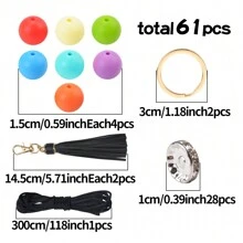 61 chiếc 15 mm Silicone Hạt DIY Móc chìa khóa Đến Làm Đồ trang sức Vòng tay , Đối với Quà tặng ngày lễ Của Xuất sắc Bộ dụng cụ - Bộ vòng tay DIY - Xem 6