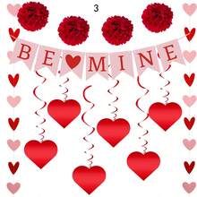 情人節求婚背景裝飾套裝,有螺旋掛飾,是我的心橫幅 - 玫紅色 - 查看 4