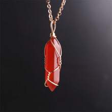 1個六角形人造水晶吊墜手工藝,天然石頭包絲玫瑰石英尖六角柱吊墜項鍊,女性用於製作療癒能量首飾和項鍊製作的掉貨 - 繞線吊墜項鍊 - 查看 29