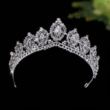 豪華的合金和鑽石新娘皇冠頭飾,適合婚禮、旅行、舞台表演或相片道具 - 銀彩色 - 查看 11