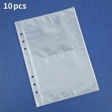 10入組 A5 透明pp活頁裝訂內芯插頁,3/5/7英寸6孔裝訂相簿貼紙收納 - 無色 - 查看 5