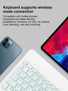 Ultra-Thin Wireless Keyboard Mouse Set, Mini Portable, Silent Ultra-Thin Keyboard, Rechargeable, Compatible With IPad, Tablet, Laptop, Desktop Computer - Green - View 3