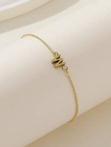 1pc Fashionable Minimalist English Letter Pendant Necklace - Gold - View 20