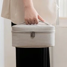 1 件格子 PU 旅行洗漱包，带防水衬里，大容量化妆品收纳袋，粉色房间装饰家居卧室浴室客厅书桌装饰旅行用品婚礼家居装饰生日蘑菇新年配饰礼物送给爸爸妈妈最好的朋友老师男士有趣的礼物收纳珠宝收纳盒浴室套装收纳盒和收纳箱香水收纳盒化妆包礼品收纳盒浴室收纳架和架子 - 灰色 - 查看 3