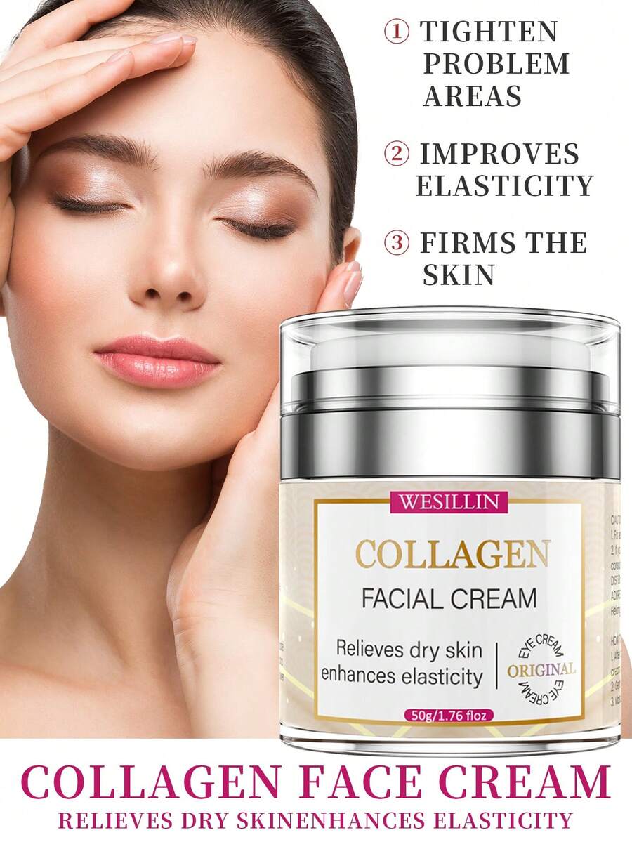 Anti-Aging Collagen Face Cream For Women: Deep Moisturizing, Non-Greasy Formula - White - View 1