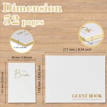 3 件裝優雅精裝婚禮留言簿 - 適合婚禮、除夕夜、情人節、週年紀念、生日、派對、迎嬰派對、新娘送禮會或禮物 - 白色 - 查看 2