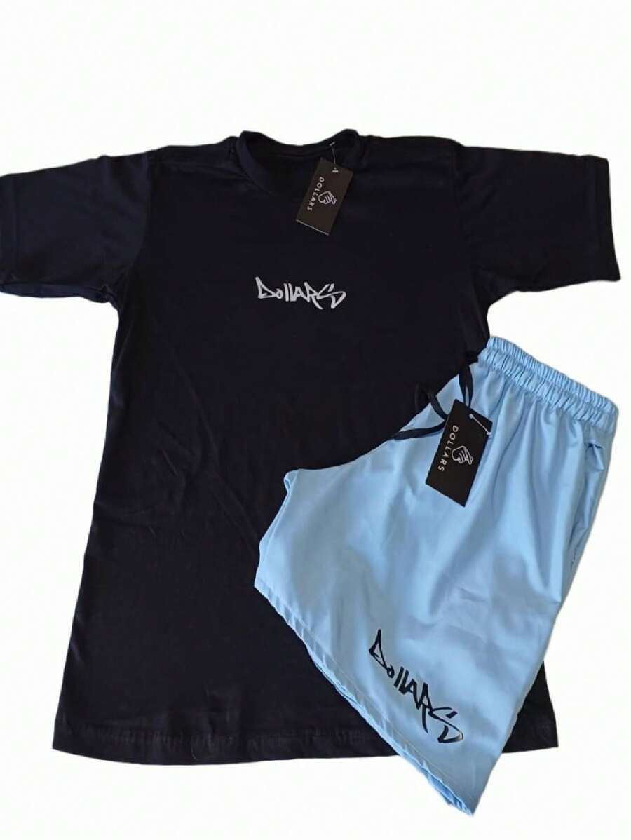 Men T-Shirt Co-Ords - 藍色 - 查看 1