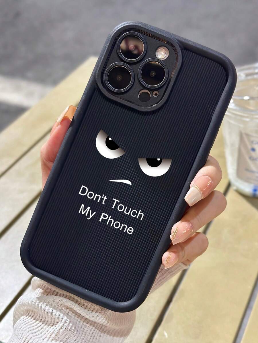 1pc Fashionable Black Painting Pattern Tpu Phone Case With Anti-Shock Function Compatible With IPhone - Black - View 1