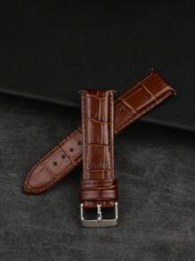 Wristitani 1 Miếng Không giới tính Da thật Watch Band  Với Màu bạc Khóa & Thích hợp Đối với Cổ điển Cây tre Kết cấu Dây đeo đồng hồ - Đen A - Xem 3