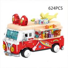 TOYLINX 624入組新款海灘派對小食車玩具模型,創意abs製建構玩具,附有詳細圖紙和說明,適合日常娛樂和節日禮物,深受成人喜愛 - 紅色 - 查看 1