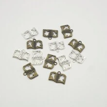 10入組復古風格合金自製珠寶配件書形吊墜14x17x2mm - 復古銀色 - 查看 1