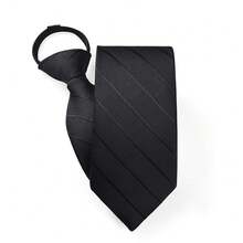 1 件 8 公分/3.15 吋男士拉拉拉鍊商務領帶,男士條紋多色領帶適合商務、時尚,領帶適合婚禮、面試、工作等。 - 黑色斜紋 - 查看 7