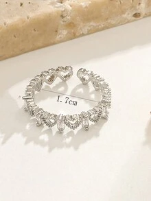 rakol 1pc Open Cube Design Ring With Cubic Zirconia Decoration - Silver - View 6