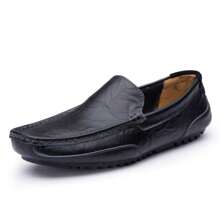Men's Plus Size Black Casual Loafers - Black - View 1