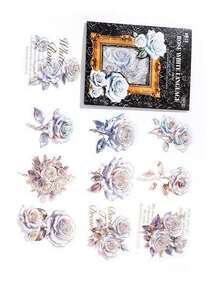 20pcs/Pack Pet 3d Laser Gold Sticker Set, Rose Gift Collection, For Diy Scrapbook & Planner Decoration - Multicolor - View 2