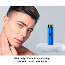 小型便攜式雙環刀網電動剃須刀,理髮器/剃鬍刀 - 藍色 - 查看 5