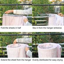 1Pc Round Spiral Quilt Sheets Hanger Stainless Steel Outdoor Home Balcony Hanger Rotating Drying Rack Blanket Hanger Save Space - Silver - View 7