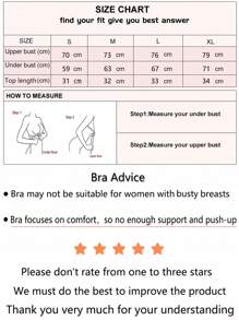 Sujetador deportivo sin costuras con soporte de espalda, copa fina y efecto push-up para mujer, diseño anti-desbordamiento lateral del pecho, lencería - Negro - Ver 6