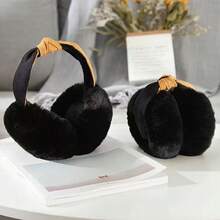 1 Pc Hair Hoop Earmuffs Ear Muffs For Women Foldable Winter Fluffyry Earmuffs Adjustable Soft Ear Warmer Covers - Black - View 2